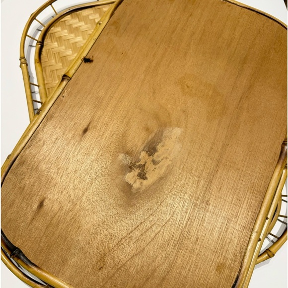 Set of 2 Vintage Bamboo Woven Serving Trays 1950’s Mid Century Boho XL - Picture 4 of 8